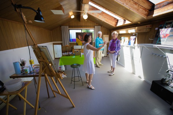 Visitors in the studio